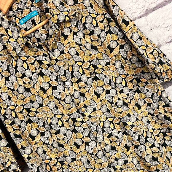 TORI RICHARD Men's XL Black All Over Seashell Print Hawaiian Cotton Lawn Shirt - Picture 1 of 9